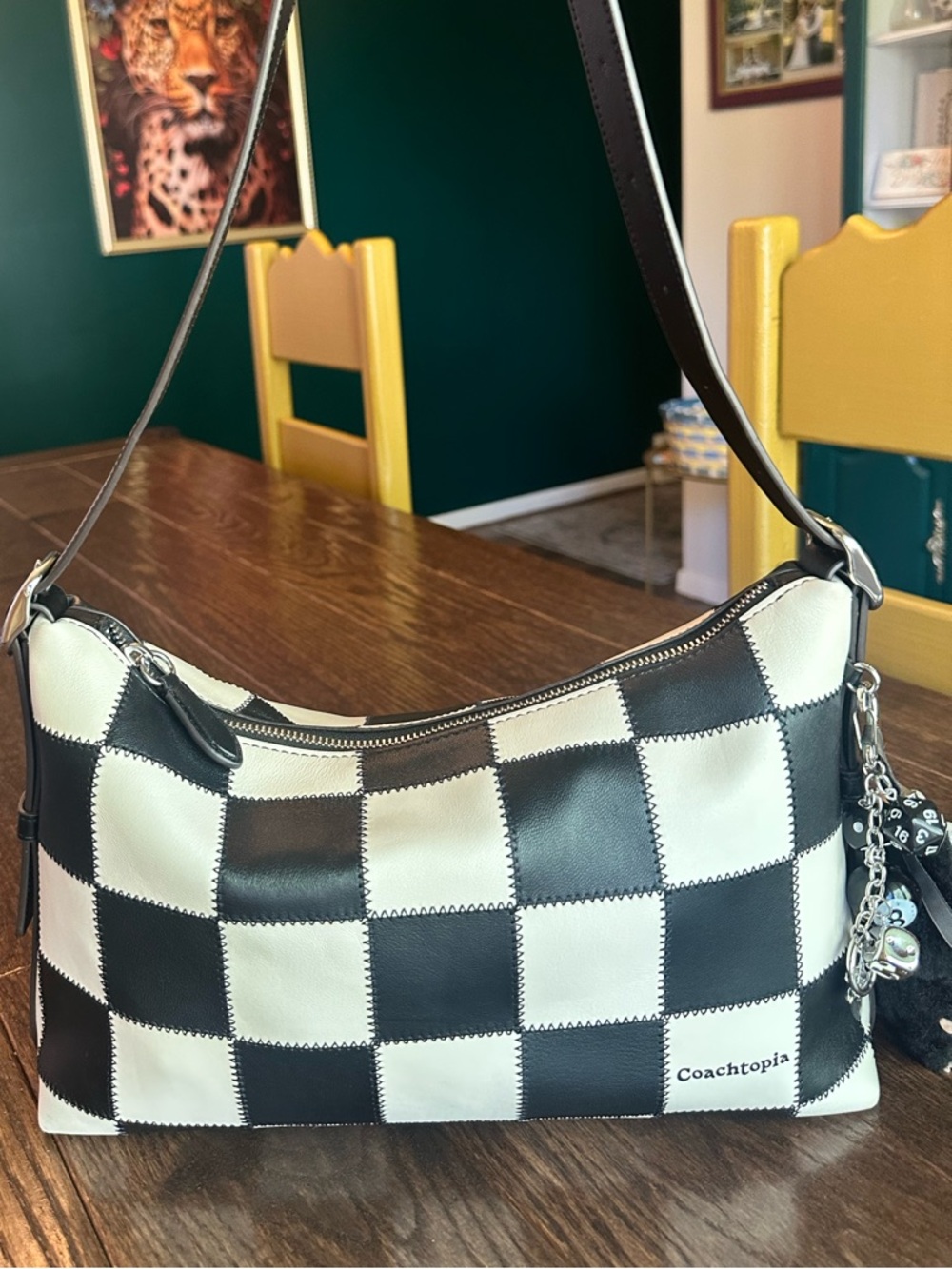 Coachtopia Alter Ego Black and White Checkered Medium Bag